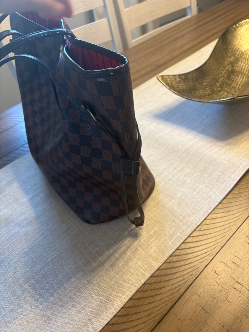 Louis Vuitton Brown Damier Ebene Tote with Red Interior - Picture 2 of 8